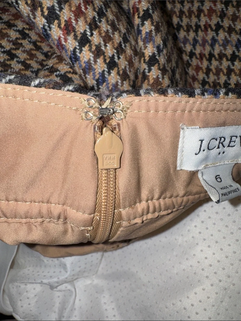J. Crew Brown Houndstooth Skirt
